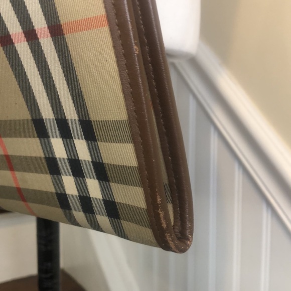 BURBERRYS Nova Check Haystack Plaid Oversized Clutch Portfolio w/ Chain VINTAGE - Picture 14 of 17
